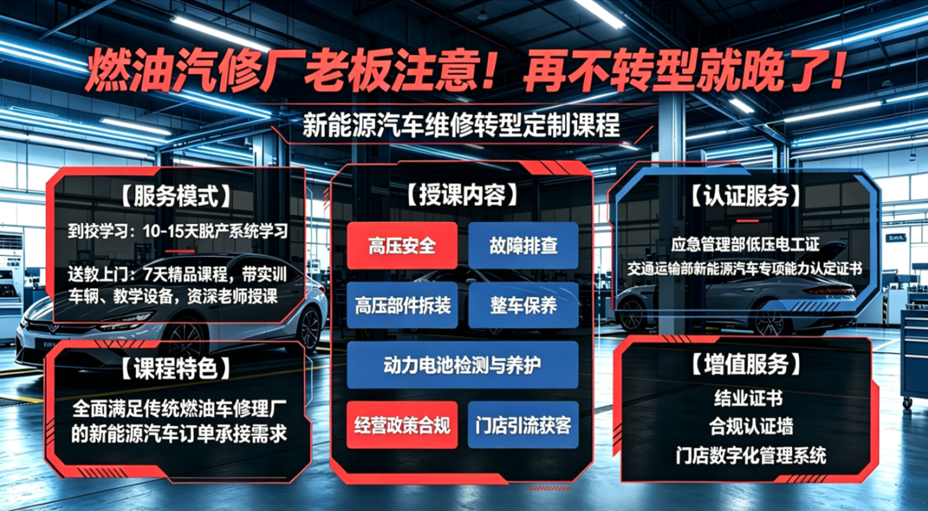 三电蜂学院为修理厂提供的新能源服务场景